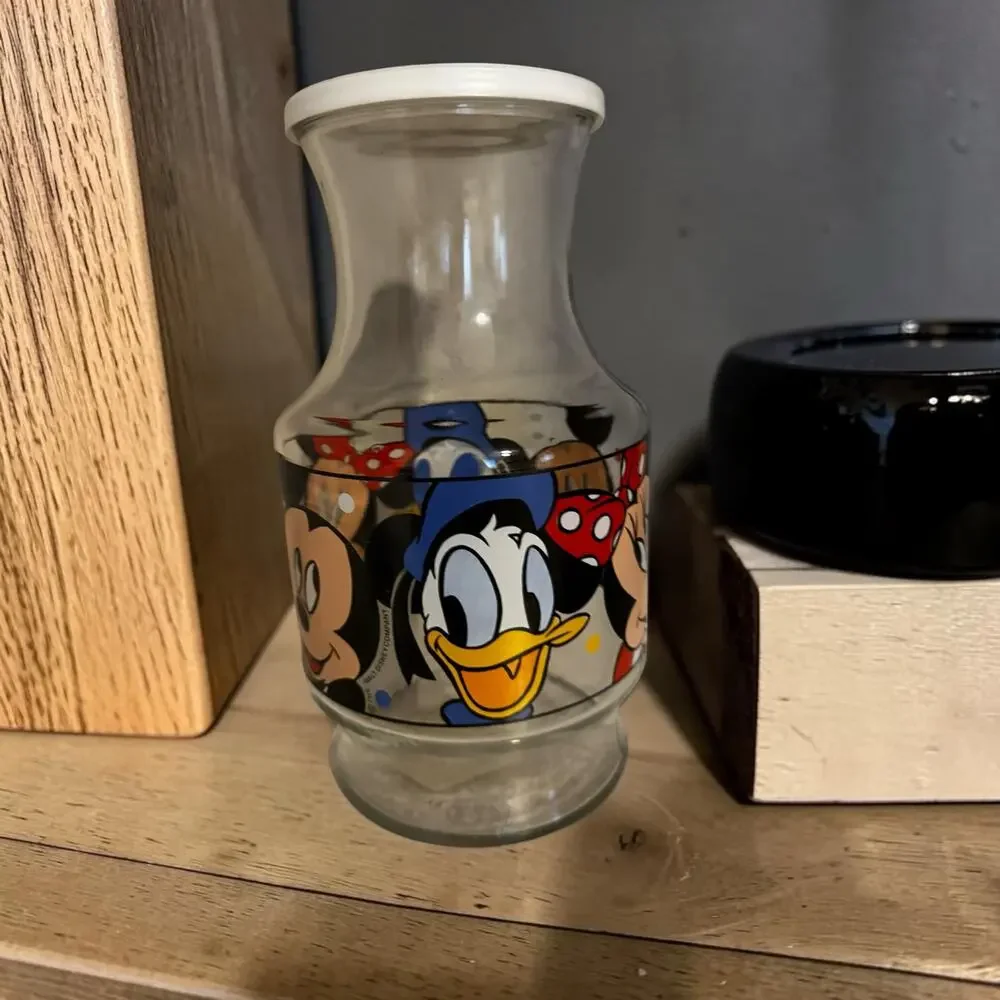 Vintage Anchor Hocking Walt Disney Glass Juice Carafe Pitcher with Lid